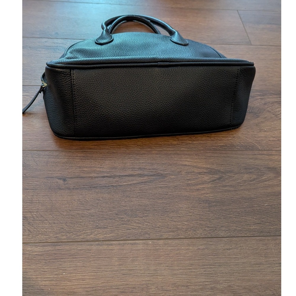Nanette Lepore Black Pebbled Vegan Leather Dome Satchel Gold Hardware Handbag - Picture 3 of 8